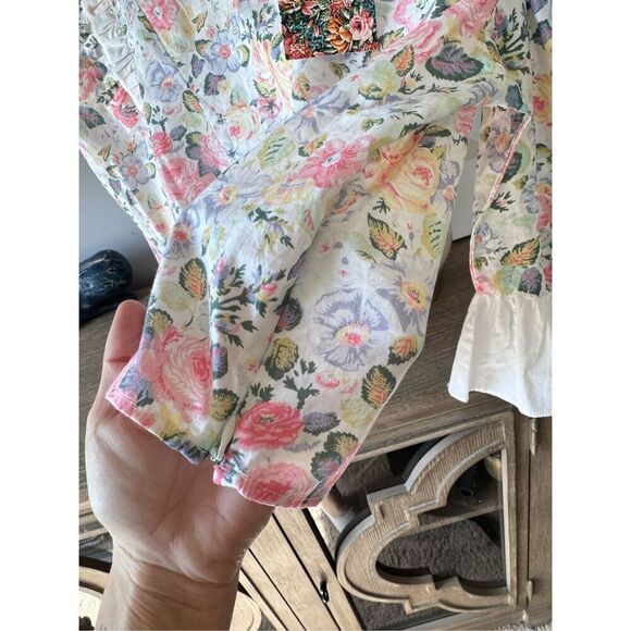 NWT Batsheva X Laura Ashley Spring Prairie Blouse Floral Print Ruffle Cropped Si - Picture 6 of 10